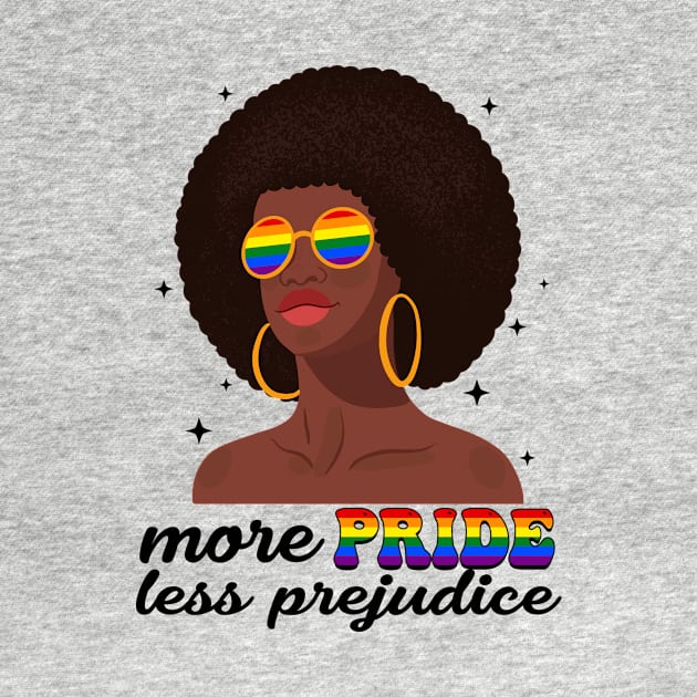 More Pride Less Prejudice LGBTQ Afro American Gift For Men Women Lgbt by FortuneFrenzy